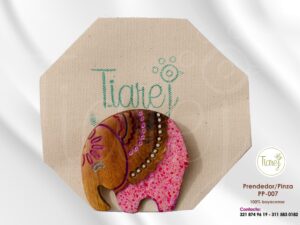 Prendedor/Pinza Elefante rosa
